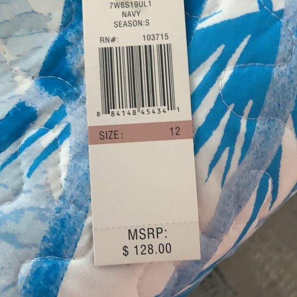 NWT Navy polyester sheer longer back dress with front sheer drape. - Picture 5 of 5